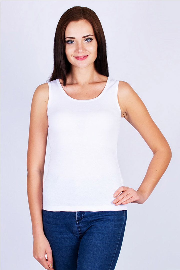 Фото товара 17385, белая майка на широких бретельках