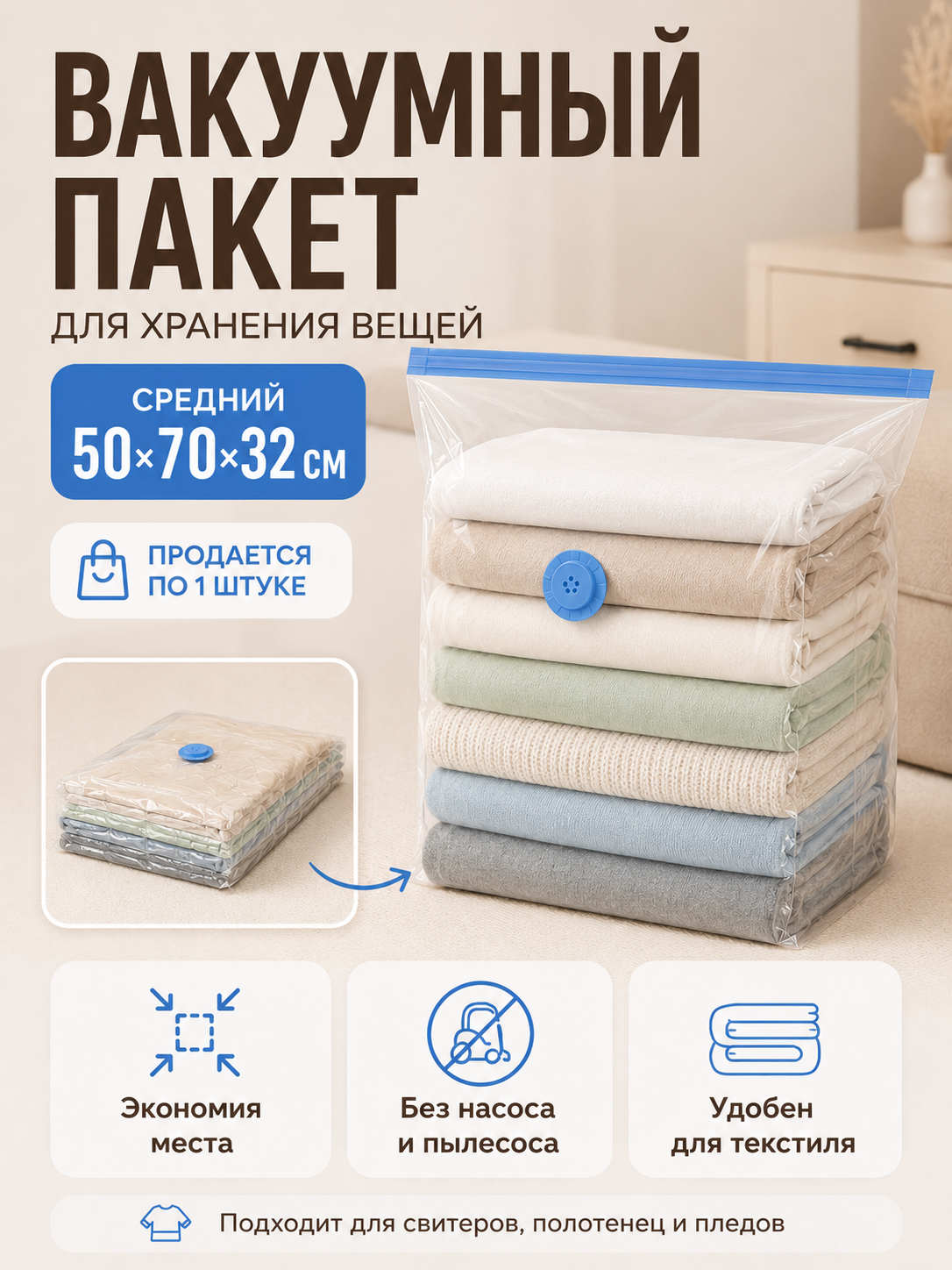 Фото товара 25882, вакуумный пакет средний